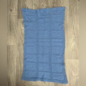 Hand-Knit Blue Baby Blanket